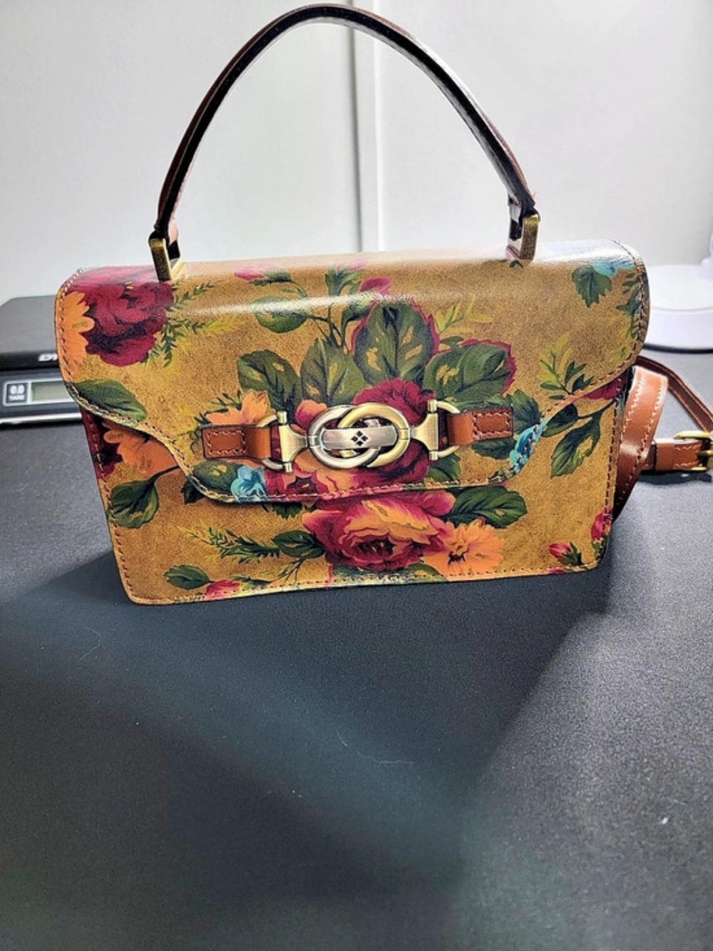 Patricia Nash Porcili Top Handle Crossbody Bag Brown & Green